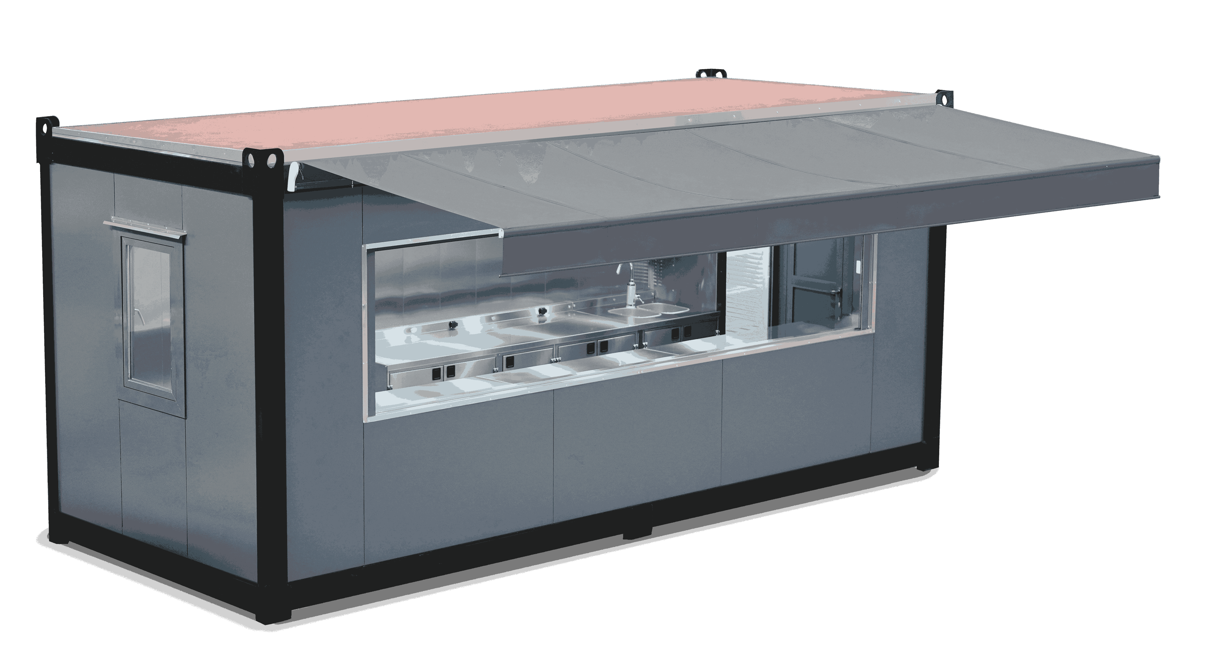 Conteneur Aménagé Cuisine Mobile 20′ Demi-Couvercle